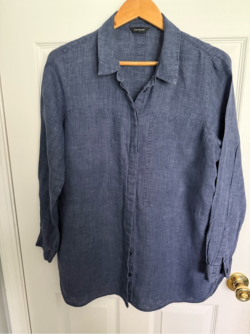 Autograph Slate Blue Linen Button-Down Shirt